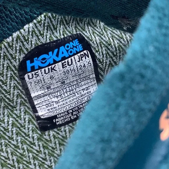 Hoka One Teal Green and Yellow Athletic Shoes for Performance - Picture 5 of 6